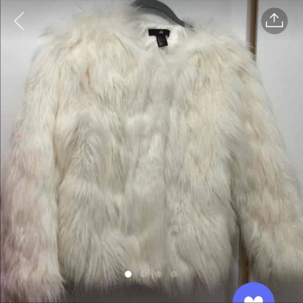 H&M fox fur egg shell jacket BNWT